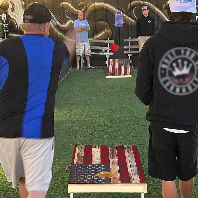 Sportdo Solid Wood Vintage Cornhole Game Set, Two 4'x2'Cornhole Boards, 8 Cornhole Bags for Indoor and Outdoor Toss Games Competitions, Tournaments