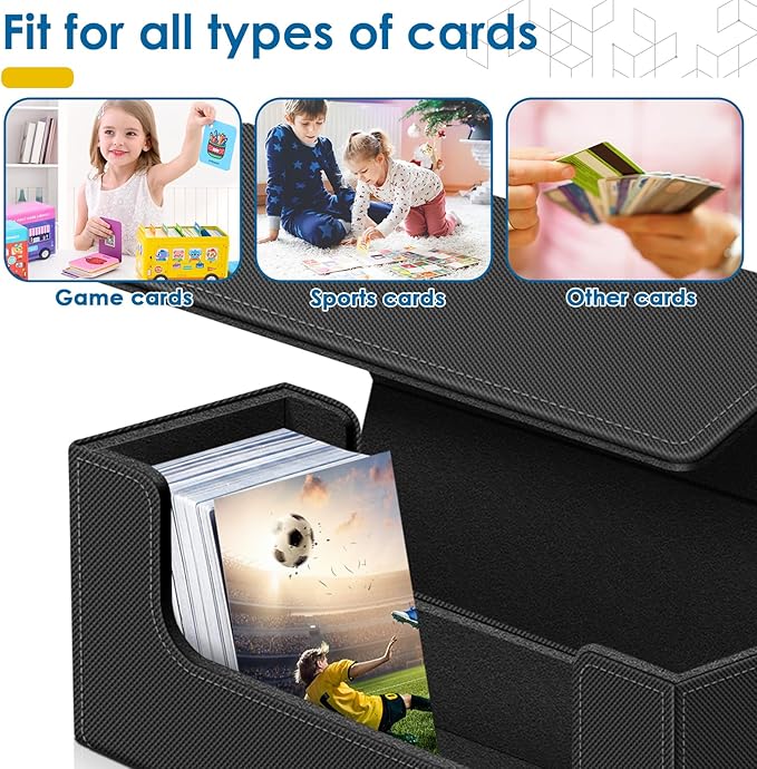 Homthy Card Deck Case for Trading Cards, Leather Magnetic Closure Commander Card Storage Box Holding 600+ Sleeved Cards Fit for MTG TCG and Sport Cards