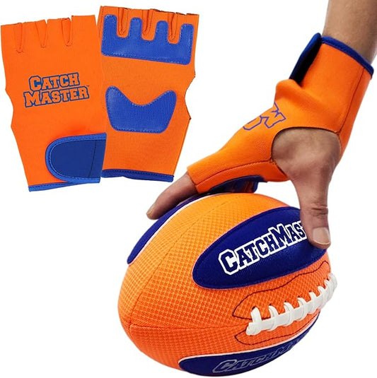 CatchMaster Water Football Set – Lightweight, Double-Laced Ball + 2 Gloves for Beach, Swimming Pool, or Backyard – All Weather Fun & Active Play for Kids, Teens & Families