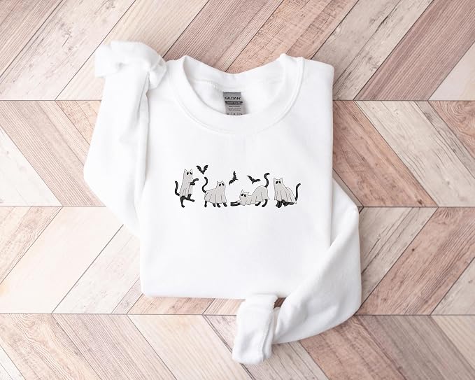YOUNG GREEN Halloween Party Crewneck Sweatshirt Cute Ghost Sweatshirt Gift For Womens Spooky Season Shirt