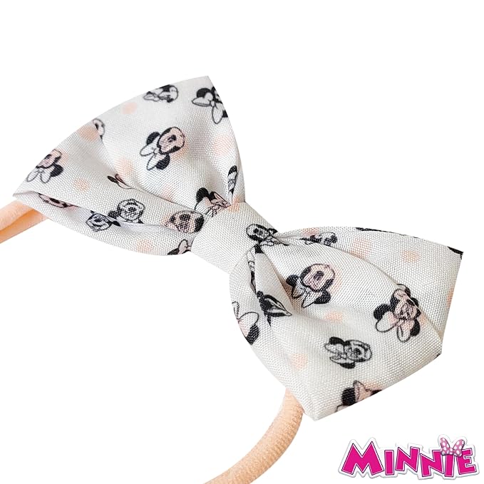 LUV HER Disney Minnie Mouse Headband Bows – Soft Elastic Hair Accessories for Newborn & Baby Girls, Colorful Printed Headbands