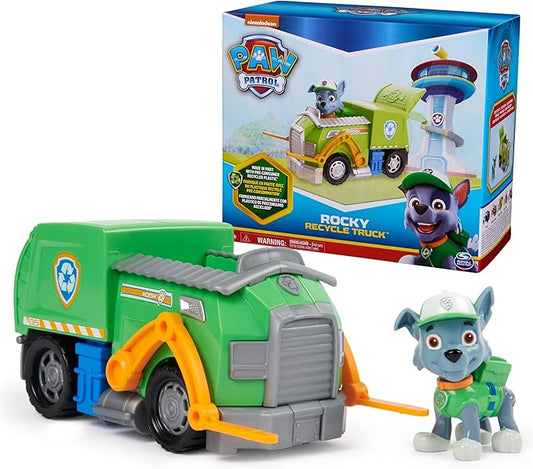 PAW Patrol, Rocky’s Recycle Truck, Toy Truck with Collectible Action Figure, Sustainably Minded Kids Toys for Boys & Girls Ages 3 and Up