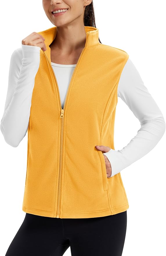 TACVASEN Women's Fleece Vest Lightweight Sleeveless Zip Jacket Outerwear | Soft Polar,Zipper Pockets,Stand Collar,Fall Winter Warm,Outdoor,Athletic,Running,Hiking,Travelling,Golf,Work