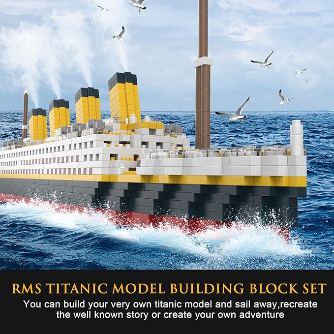 Titanic Micro Mini Building Set,1878 Pieces Big Ship Model Building Toys,DIY Educational Toys 3D Puzzle Kit,STEM Ship Creative Project Model Building Set, Birthday for Adults,Kids