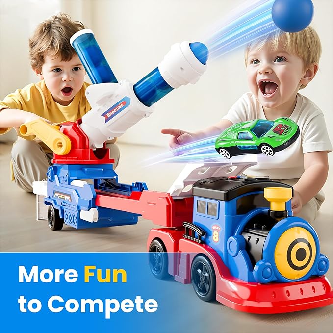 iPlay, iLearn Kids Launching Truck Toys for Boys Ages 3-5, Toddler Track Toy, 4 Mini Diecast Race Cars, Balls Shooting Game, Large Light Sound Carrier Train, Birthday Gifts for 4-6 7 8 9 Yrs Old Child