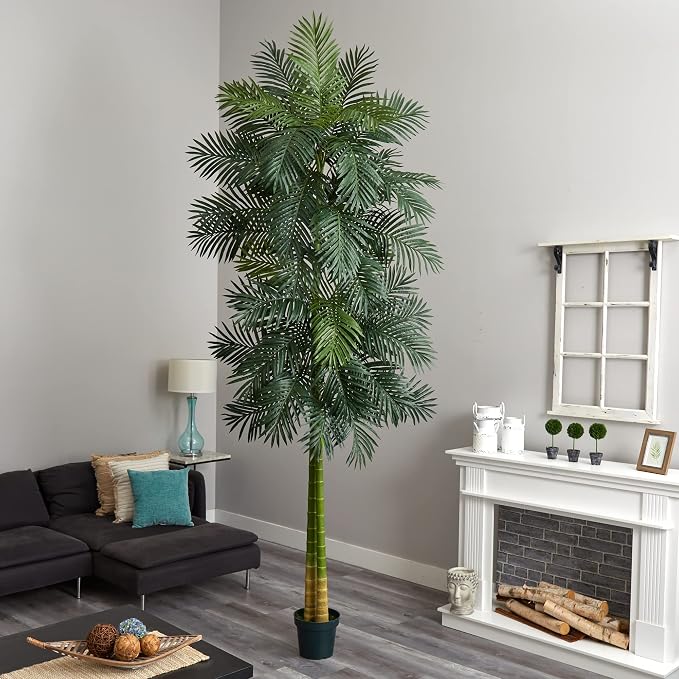 Nearly Natural 10ft. Double Stalk Golden Cane Artificial Palm Tree