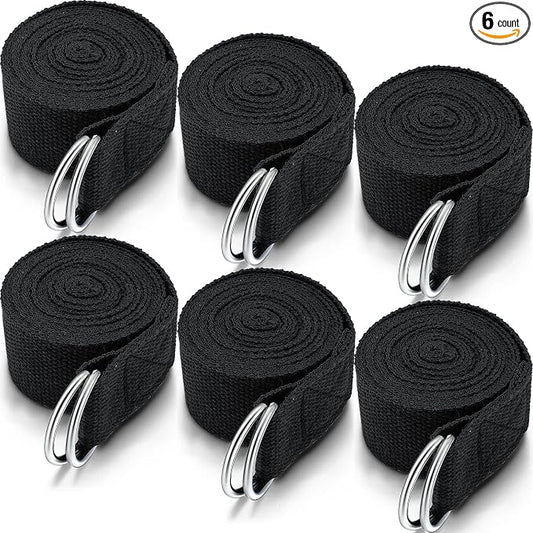 6 Pcs Yoga Strap for Stretching 8 ft Yoga Exercise Adjustable Straps Bands with Safe D Ring Buckle for Pilates, Gym Workouts, Fitness, Physical Exercise, Dance, Improve Flexibility