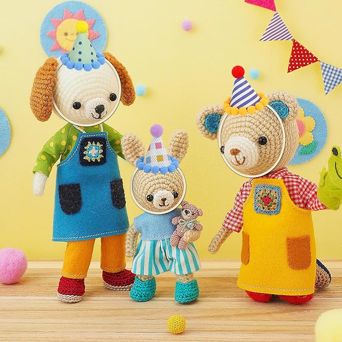 12 Pack Mini Party Hats for Stuffed Animals, Mini Hats with Pom Poms Dog Birthday Party Hats for Dolls Dog Cat Pet Birthday Decoration