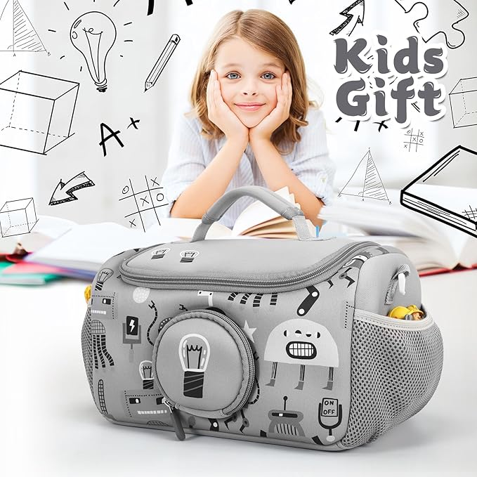 Carrying Case Compatible with Little Tikes Story Dream Machine Books Starter Set, Storage Carrier Bag for Storytime Audio Play Real for Littles Character Collection (Gray)