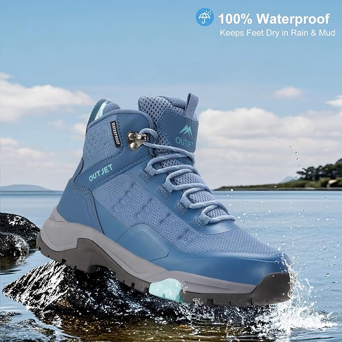Women's Waterproof Hiking Boots Lightweight Comfortable Non-Slip Outdoor Walking Trekking Trails Boot