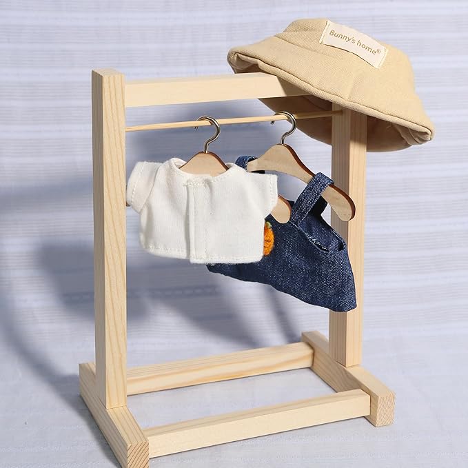 3-Piece Doll Clothes for Labubu & 17cm Dolls – Stylish Fisherman Hat Set, Kawaii Doll Outfits with Accessories for Collectors or Display - Navy Carrot (No Dolls)