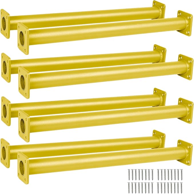 Barcaloo Playground Equipment Monkey Bars Playset Attachment - Set of 8 Yellow Powder Coated Indoor Monkey Bars for Kids with Mounting Plates, 16 1/2 Inches Long