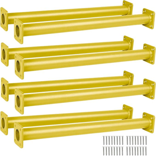Barcaloo Playground Equipment Monkey Bars Playset Attachment - Set of 8 Yellow Powder Coated Indoor Monkey Bars for Kids with Mounting Plates, 16 1/2 Inches Long