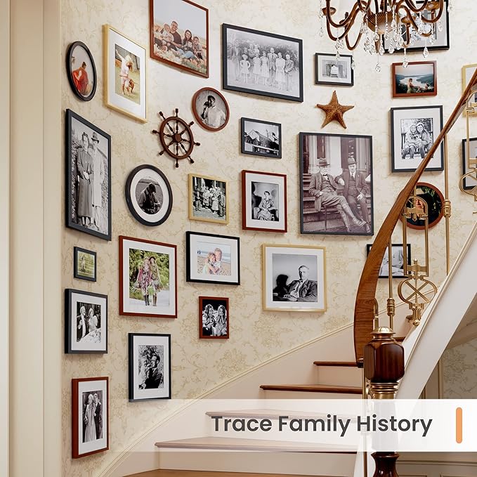 upsimples 12x17 Picture Frame, Display Pictures 10x14 with Mat or 12x17 Without, Wall Hanging Photo Frame, Brown, 1 Pack