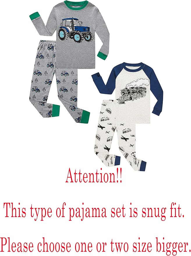 KikizYe Little Big Boys Girls Pajamas Set Kids PJs 100% Cotton Sleepwear