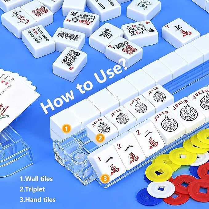 4 PCS Mahjong All-in-One Tile Rack & Pusher,Clear Majiang Tile Racks,Modern Mahjong Racks with Built-in Pushers
