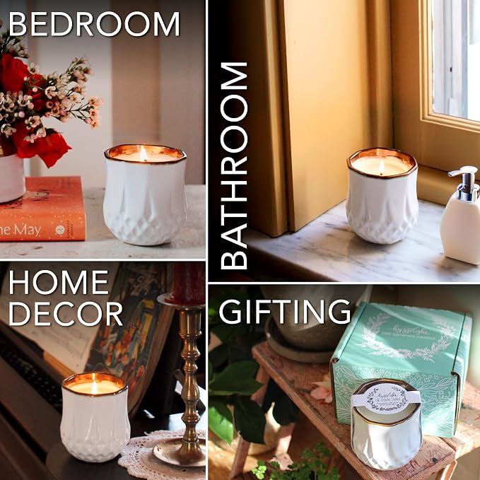 Hyggelight - The Growing Candle, Sandalwood & Vanilla Scented, 9oz Ceramic Pot, Aromatherapy Candles for Home, 100% Soy, Astrid