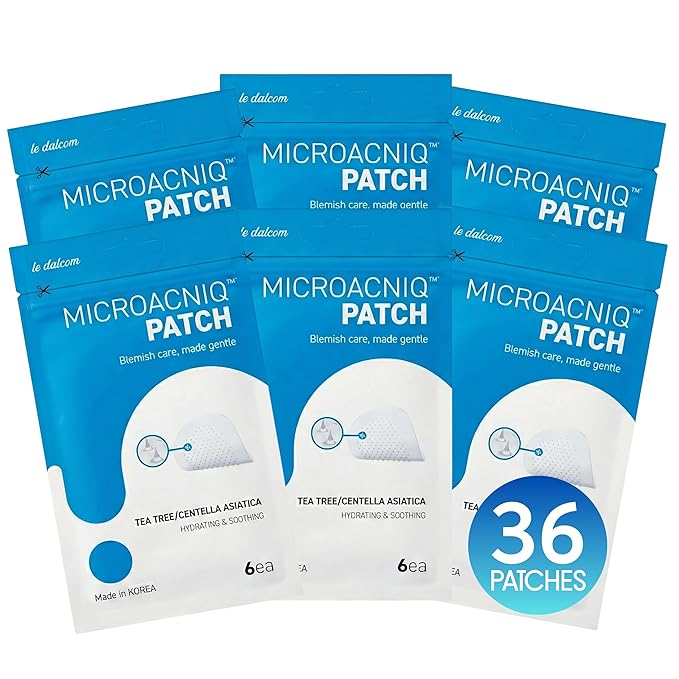 le dalcom Korean Micro-darts Patch, Early Stage Blemish Patches, Acne Care, Salicylic Acid, Tea Tree & Cica, Individual Blister Package (36 Patches)