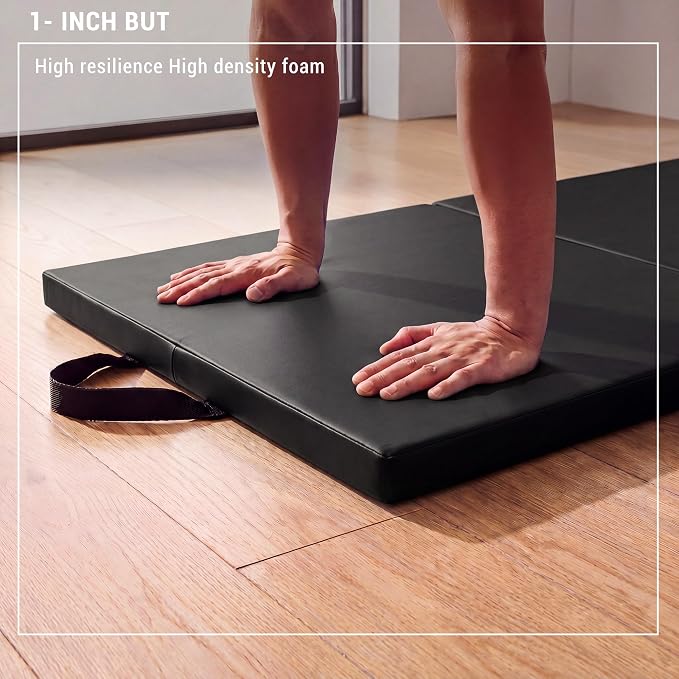 2 Pack Folding Gym Mat for Home Gym & Tumbling, 71''x 24'' High Density Exercise Mat with Carry Handles, Non Slip Gymnastics Mats for Teenages, Yoga, Stretching & Martial Arts