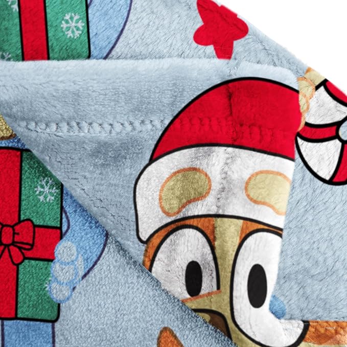 Jay Franco Kids Christmas Plush Throw Blanket – 40 x 50 Inch Soft & Cozy Fleece Throw for Holiday Bedroom & Couch Décor, Official Licensed Product, Blue - Bluey