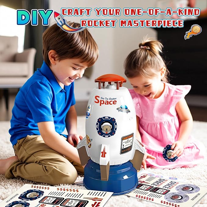 Kids Water Sprinklers for Outside, Rocket Water Launcher Toy for Garden Backyard Summer Fun, Spinning Sprinkler Outdoor Gift for Boys Girls Age 3–12 Year Old (White)