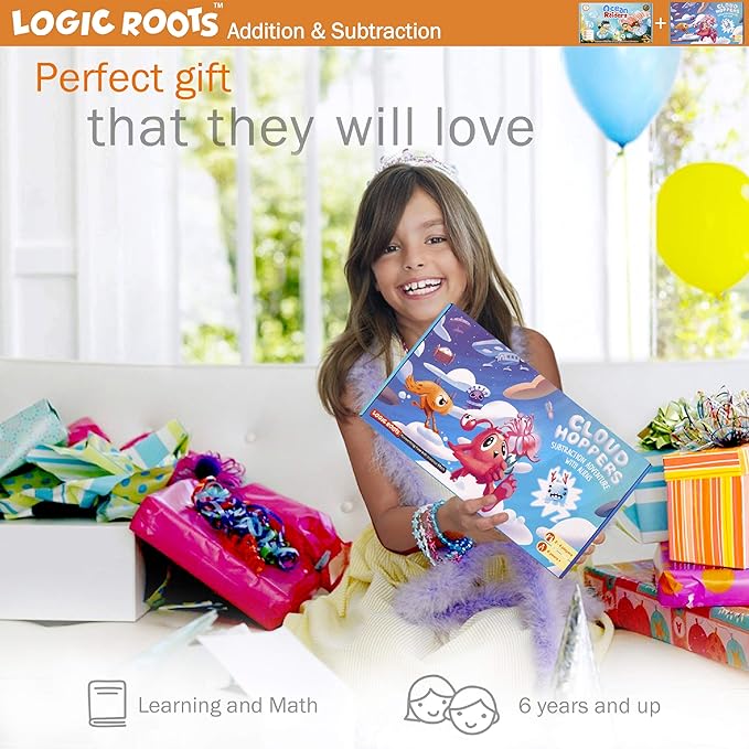 Addition and Subtraction Games - Pack of 2, Ocean Raiders and Cloud Hoppers, Math Board Games & STEM Toys for 6-8 Year Olds, Educational Gift for Kids, Homeschoolers, Kindergarten and Up