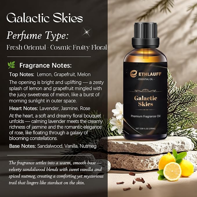 Mens Cologne Fragrance Oil 3.38FL.OZ - Galactic Skies Scented Oil for Candle Scents for Candle Making, Soap Making Scents, Diffuser Oils Scents