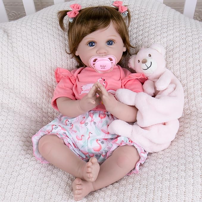 Milidool Realistic Reborn Baby Dolls Girl - Realistic Baby Dolls Girl Real Looking 22 inch Doll with Soft & Poseable Body, Lifelike Newborn Baby Doll That Look Real, Kids Gift for 3+ Years Old
