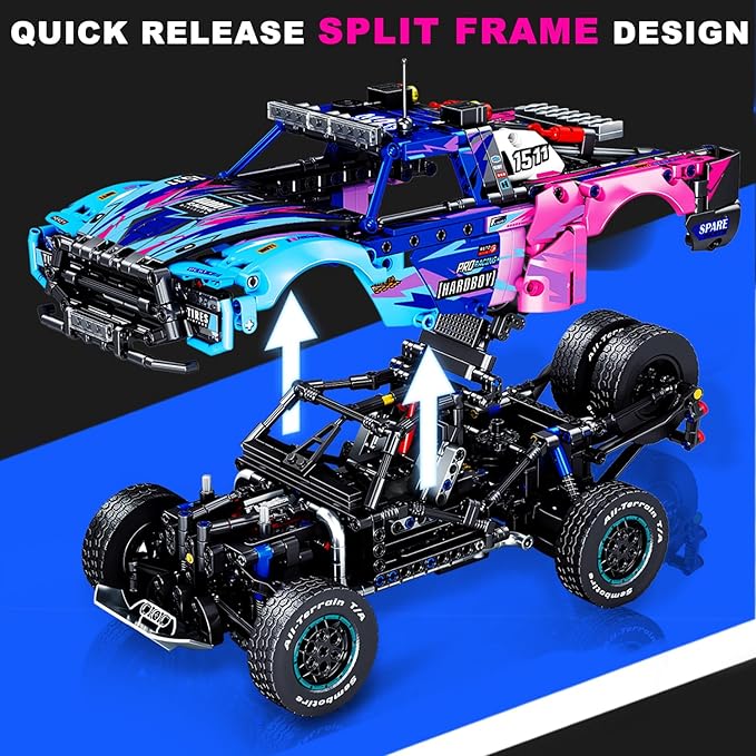 Baja 1000 Trophy Truck Building Blocks Kit,1:12 Scale MOC Race Car Building Toys,Collectible Car Model,for 14+ Year Boys,Adult(1341 Pieces)