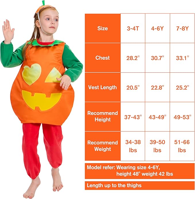 IKALI Halloween Pumpkin Costume with Pumpkin Hat Halloween Dress Up