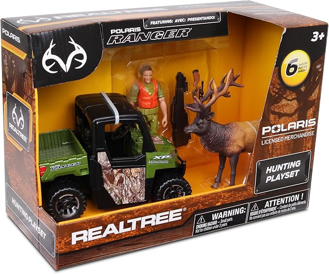 NKOK 1:18 Realtree 6 Piece RT Polaris Ranger Elk Hunting Playset (Colors May Vary), Allows Children to Pretend Play and Use Their Imagination, for Ages 3 and up