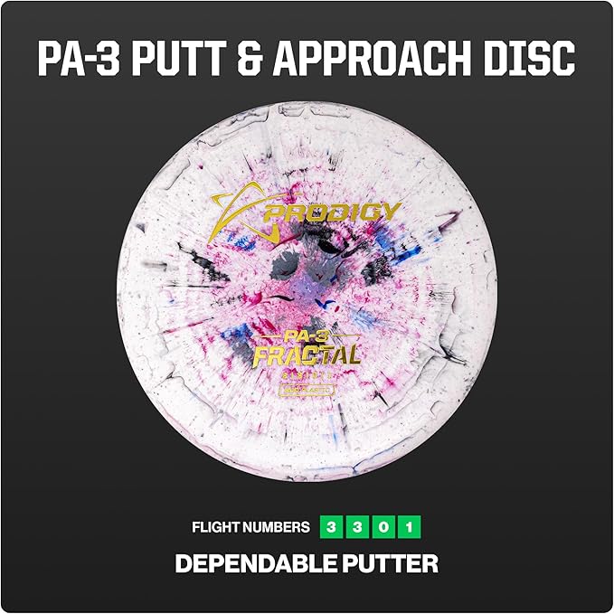 Prodigy Fractal Disc Golf Set | 3 Piece Disc Golf Starter Set for Beginners | Includes PA3, M4, F7 | Perfect for Newer Players | Lightweight, Grippy Plastic w/ Splash Effect | Weights & Colors Vary
