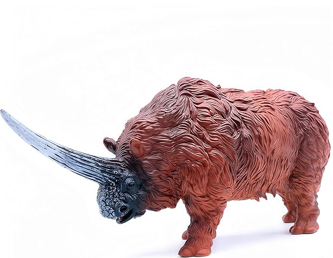 Gemini&Genius Ancient Rhino Action Figure Toy, Rhinoceros Toy Figurine Wild Animal Toy, Elasmotherium Animal Toy for Kids (Woolly Rhinoceros)