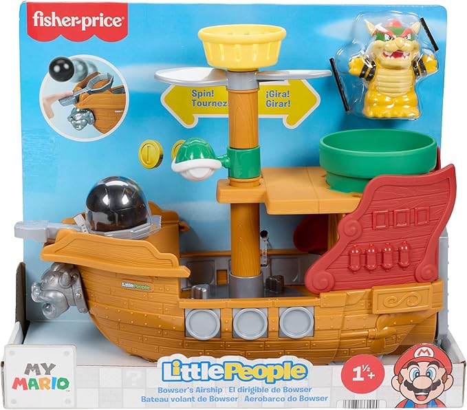 Fisher-Price Little People Toddler Toy My Mario Bowser’s Airship Playset with Figure for Preschool Pretend Play Kids Ages 18+ Months