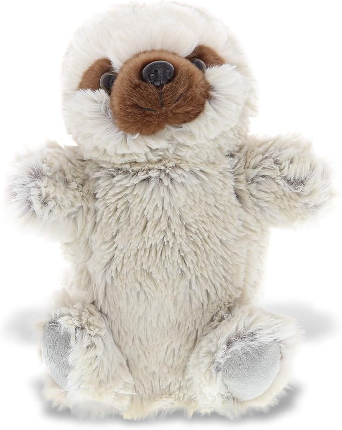 DolliBu Sloth Plush Hand Puppet - Super Soft Stuffed Animal Sloth Puppet Toy for Kids, Educational Cute Plush Puppets for Teaching, Games, and Shows