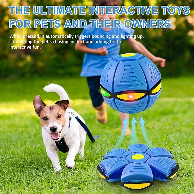 Magic Bouncing Ball 6-Light Dual Form – Pop up, Meta Ball Metaball Transforming Design – Flying Saucer Bouncy – Interactive Bouncing Balls for Parent-Child Interaction – Gift Pack – Blue