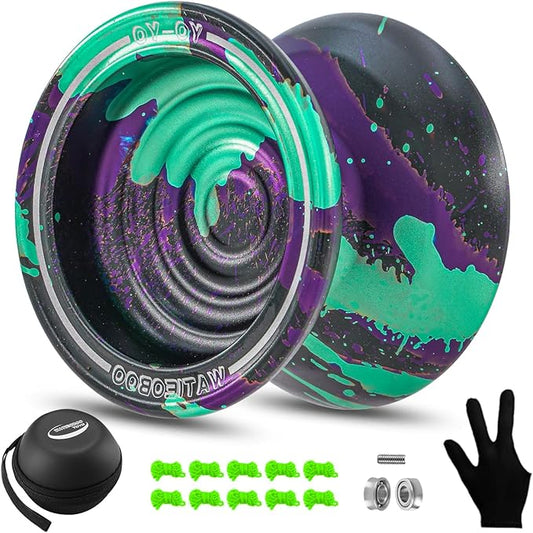 WATIEOBOO Unresponsive Metal Yoyo Professional, Replacement Responsive Ball Bearing Yoyo for Beginners, Professional Trick Yo yo for Adults with Bag, Glove and 10 Yo-yo Strings