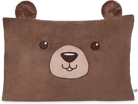 Saint Eve Kids Pillow Pals Fuzzy Pillow Case, Cute Animal Friends Soft Pillow Cover for Kids Beds and Nap Time - Sunny the Bear