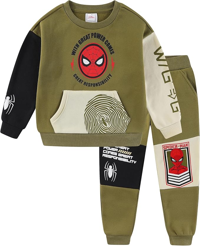 Marvel Spider-Man Boys 2 Piece Sweatshirt and Pant Sets for Toddlers and Big Kids