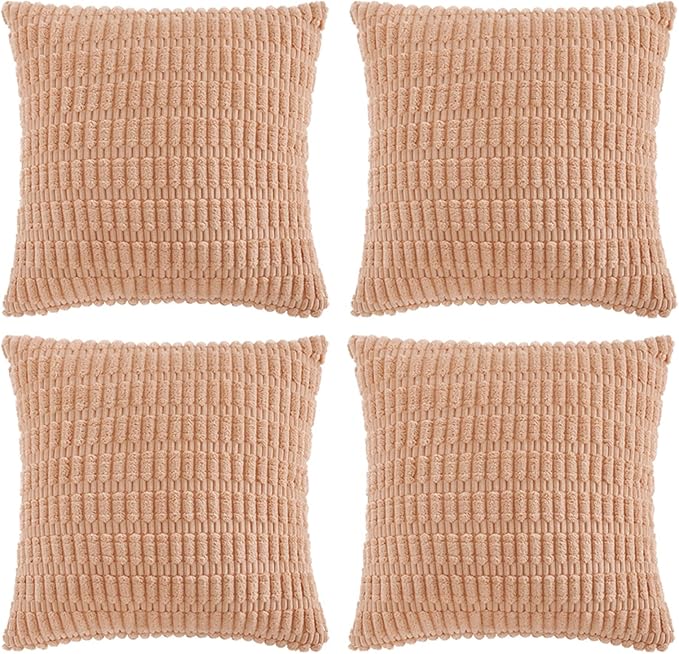 Fancy Homi 4 Packs Decorative Throw Pillow Covers for Living Room Couch Bed, Modern Farmhouse Boho Home Décor Accent Cushion Case, 26" x 26", Peach