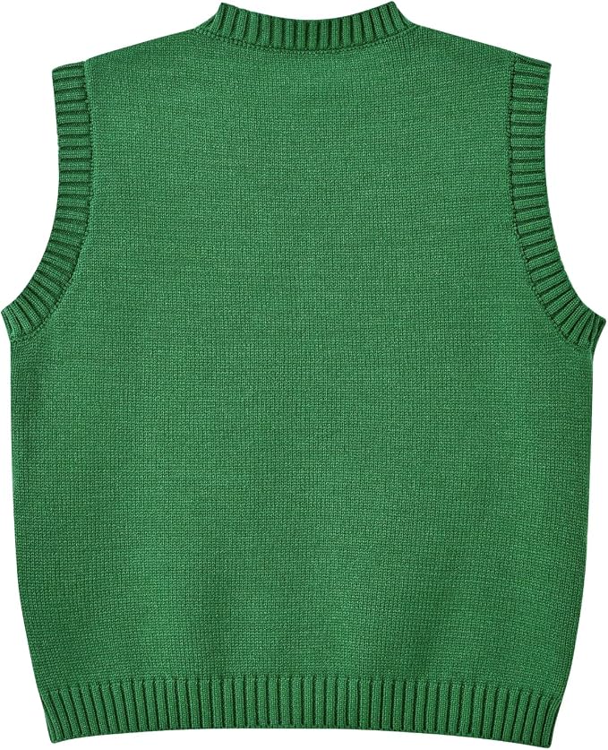 Women's Sweater Vest,Y2K Sleeveless Pattern Preppy Style Knitted Crop Tank Top for Girl