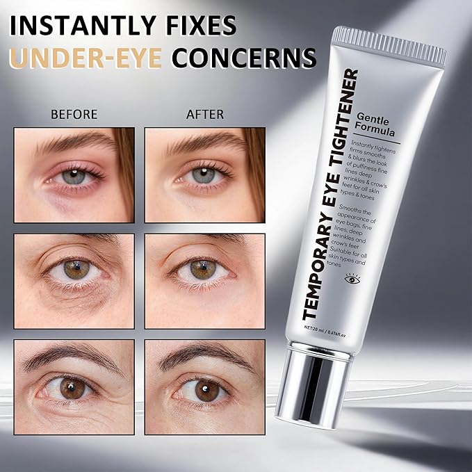 Instant temporary eye tightener cream,temporary eye tightener,improve dark circles,mild formula suitable for all skin types,0.68FL OZ,1PCS.
