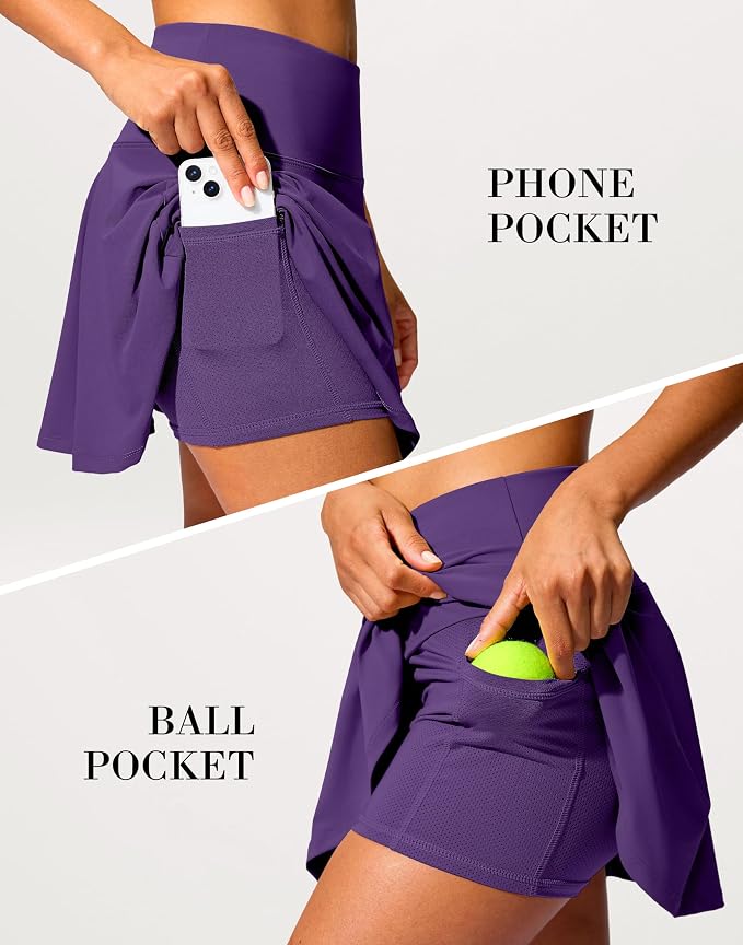 14" Tennis Skirt Golf Skorts with Pockets Tummy Control Shorts Pleated Skirts for Women Athletic Dressy Casual