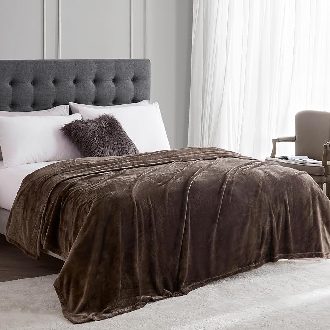 Hansleep Twin Brown Fleece Blanket, Soft Flannel Bed Blanket | Fuzzy Cozy Blanket 60x80 Inches, Multi-use for Bed, Sofa, Couch, Travel, Camping, All Season Warm Lightweight Cover