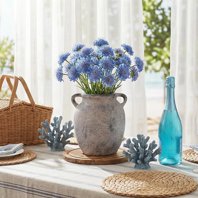 7.28 Inch Vintage Large Ceramic Flower Vase | Handle Pottery Terracotta Vases for Living Room Dining Bedroom Table Decor Festive Decor Housewarming Gift