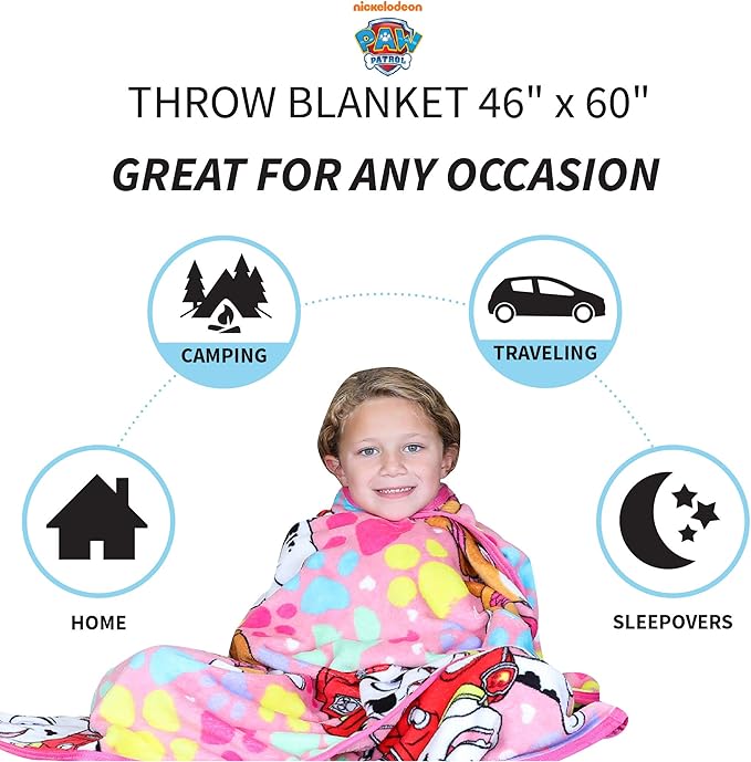 Franco Kids Bedding Super Soft Plush Throw Blanket, 46 in x 60 in, Paw Patrol Girls