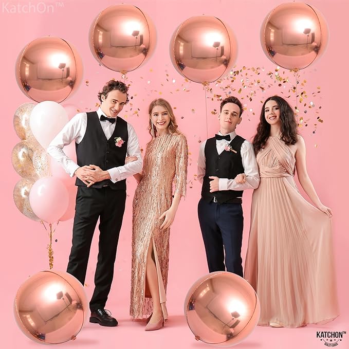 KatchOn, Rose Gold Balloons - 22 Inch, Pack of 6 | Rose Gold Foil Balloons for Bridal Shower Decorations | Mylar Balloon for Bachelorette, Anniversary, Birthday Party, Graduation Decorations 2026