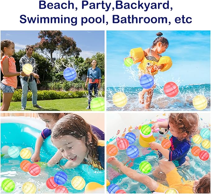 Reusable Water Balloons for Kids, 12PCS Refillable Latex-Free Silicone Water Bomb with Mesh Bag, Summer Toys Beach toys Swimming Pool Party Supplies Bath Toy Outdoor Idea Gift for Kids