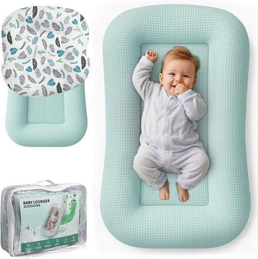 Infant Support Cushion - Baby Support Cushion for Newborn, 0-24 Months, Breathable Cotton Fabric Infant Support Cushion, Portable Newborn Essentials for Home and Travel, Blue (Cover Included)