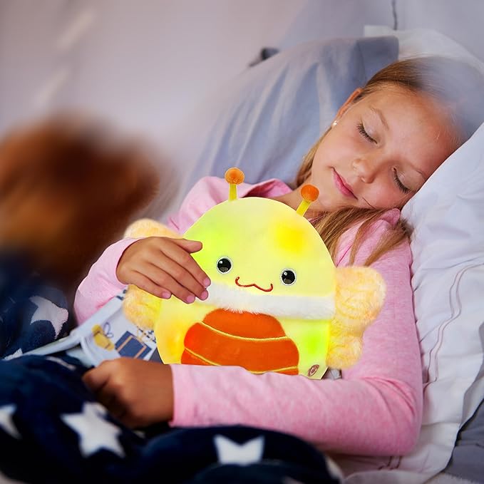 Easfan LED Butterfly Plush Pillow Soft Yellow Plush Toy Cute Stuffed Animal Home Room Decoration Birthday Get Well Gifts for Kids Toddlers